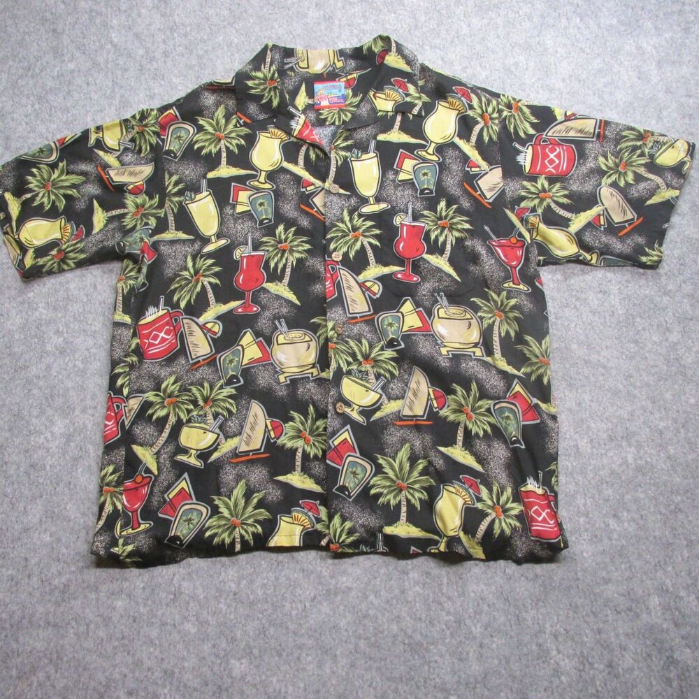 Vintage Reyn Spooner "Joe Kealohas" cocktail-themed Hawaiian shirt Size XL